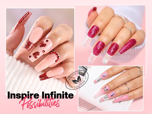 Morovan Blossom Series Acrylic Nail Kit with UV Lamp 4Colors Gel Polish 12Glitter Powder Complete Tools for Beginners Manicure Cuticles