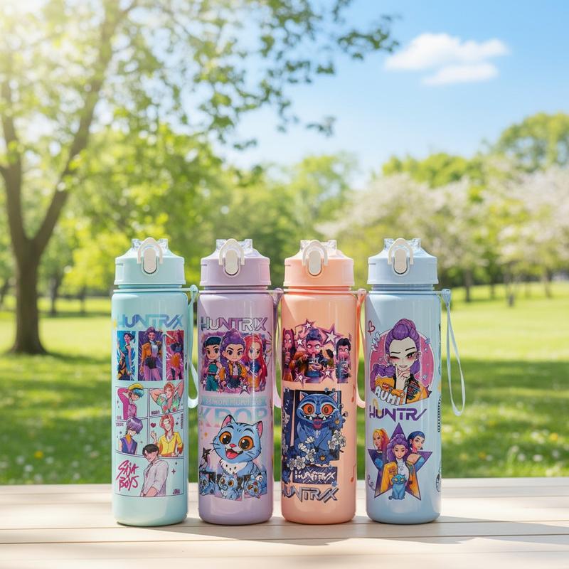 Cute Cartoon Insulated Cup, Tumbler with Lid, Trendy Girl Design, Fun Cat Pattern, Portable Water Bottle for School, Travel, Coffee, Halloween Party, Teen Gifts