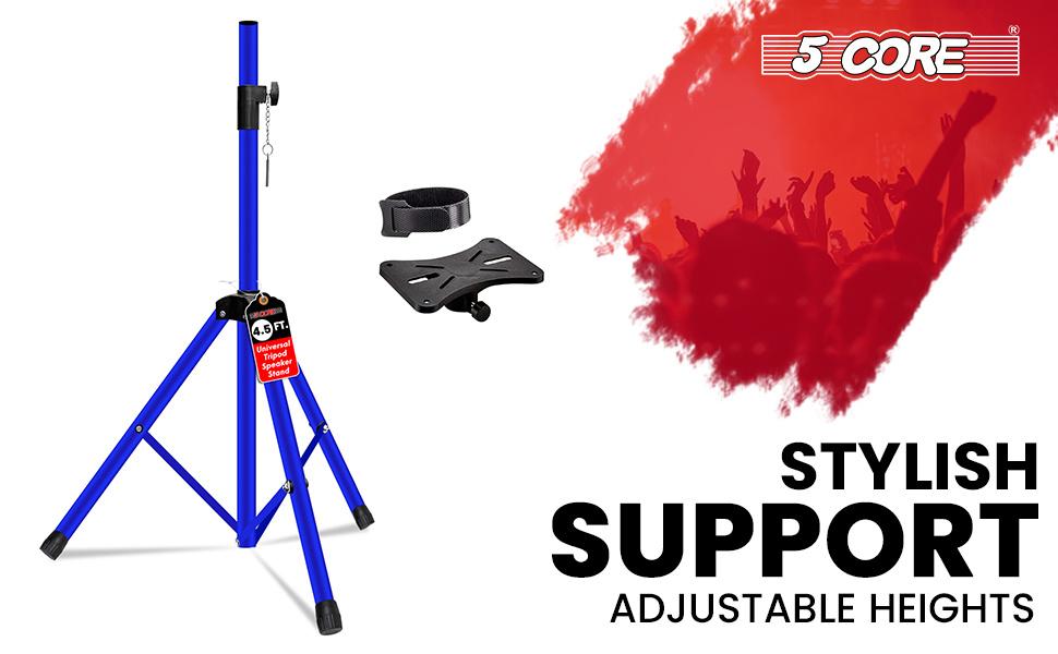 5 Core Speaker Stand Pair Adjustable 31 to 54" PA DJ Tripod Stands Heavy Duty w 35mm Insert 132 Lbs