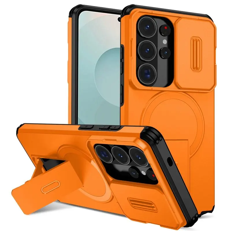 Lens Protect Camera Phone Case for Samsung S26 S25 FE S24 Ultra S23 Plus A17 A57 A56 A36 A16 A35 A55 Magnetic Kickstand Cover