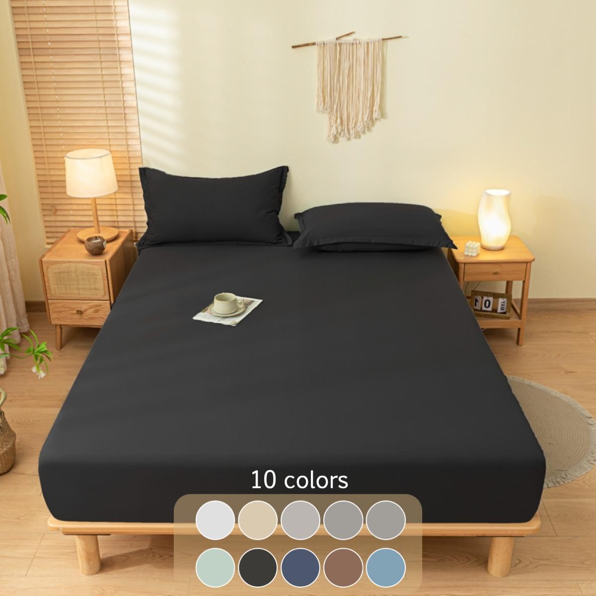 Solid Color Bedding Set, 2/3 Counts/set Including 1 Count Fitted Sheet & 1/2 Counts Pillowcase, Soft Comfortable Bedding Set for Bedroom, Guest Room, Secure Fitted Sheets