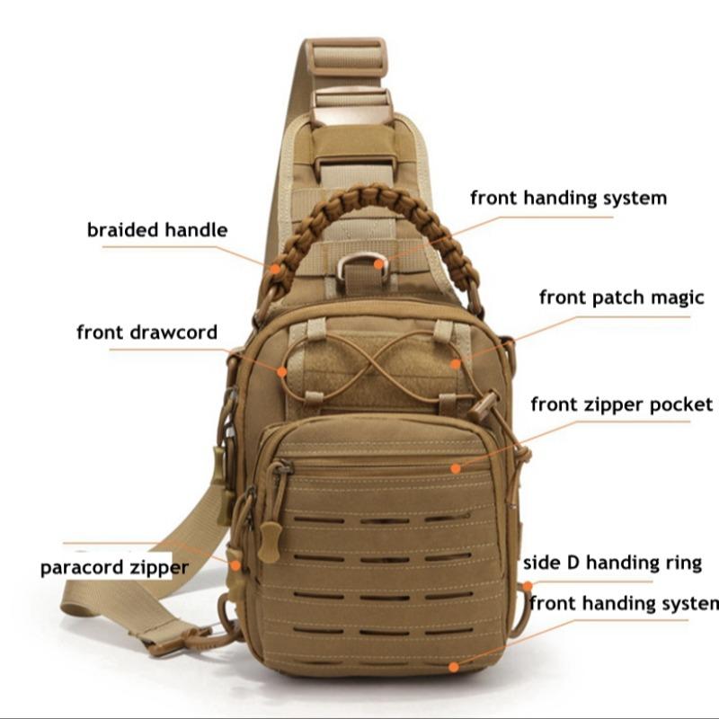 Tactical Compact Edc Shoulder Bag, Concealed Carry Handgun Pouch, Multi-Functional Durable Chest Pack for Outdoor Sports and Daily Use