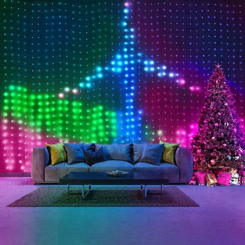 Valentine's Day Date Essential Gift: 480-LED RGBIC Smart Light Net (6.6x6.6 ft) DIY Design & 100 Modes, Alexa Voice Control Compatible Create Romantic Ambiance Scenes