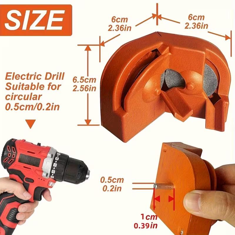 Multi-Function Drill Bit Sharpener for Manual and Electric Drills, Portable Tool for Carbide and Cobalt Steel Bits, No Power Required