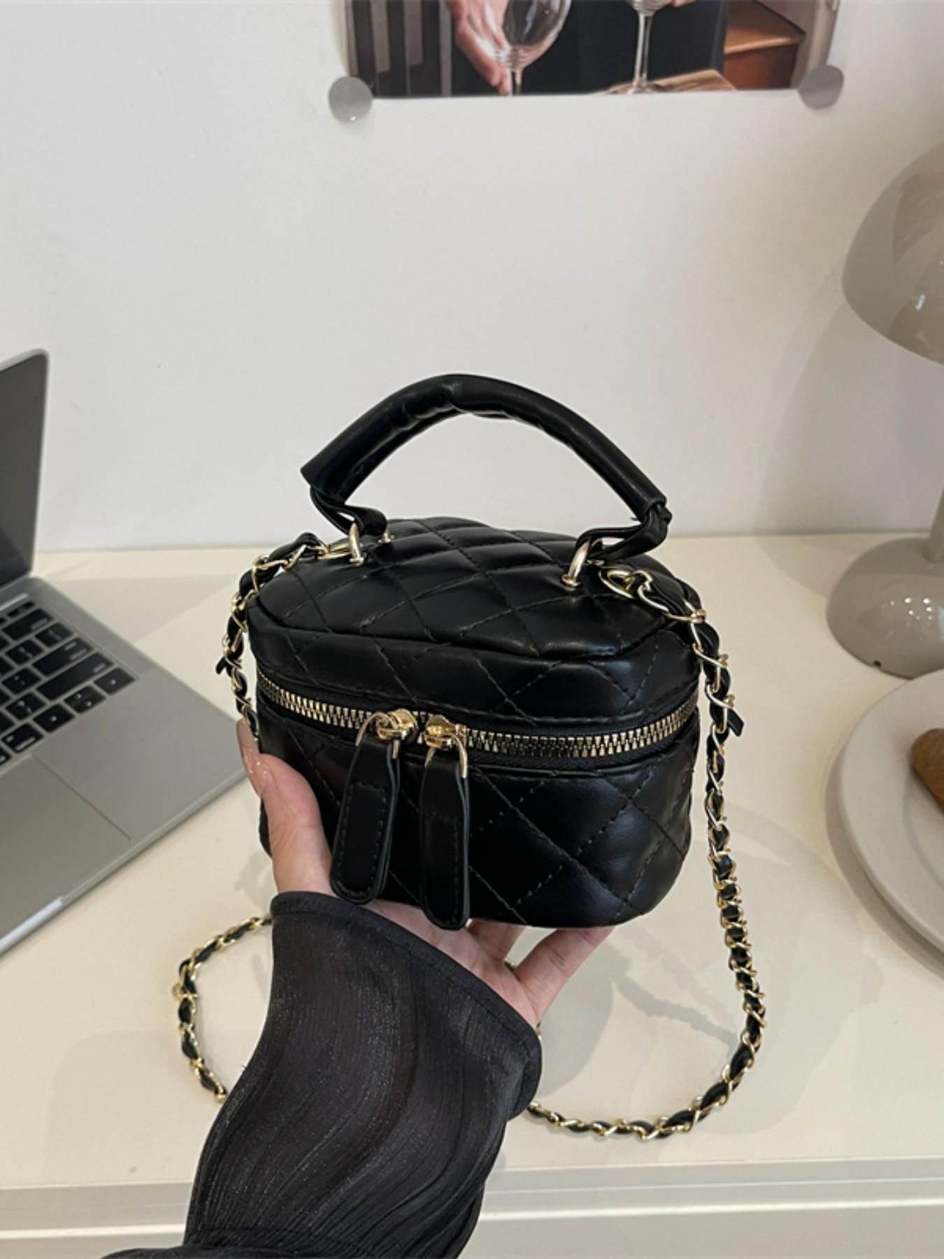 Mini Square Bag, Elegant Plaid Design, All-Season Handbag, Simple Shoulder Crossbody Box Bag, Fashionable and Stylish