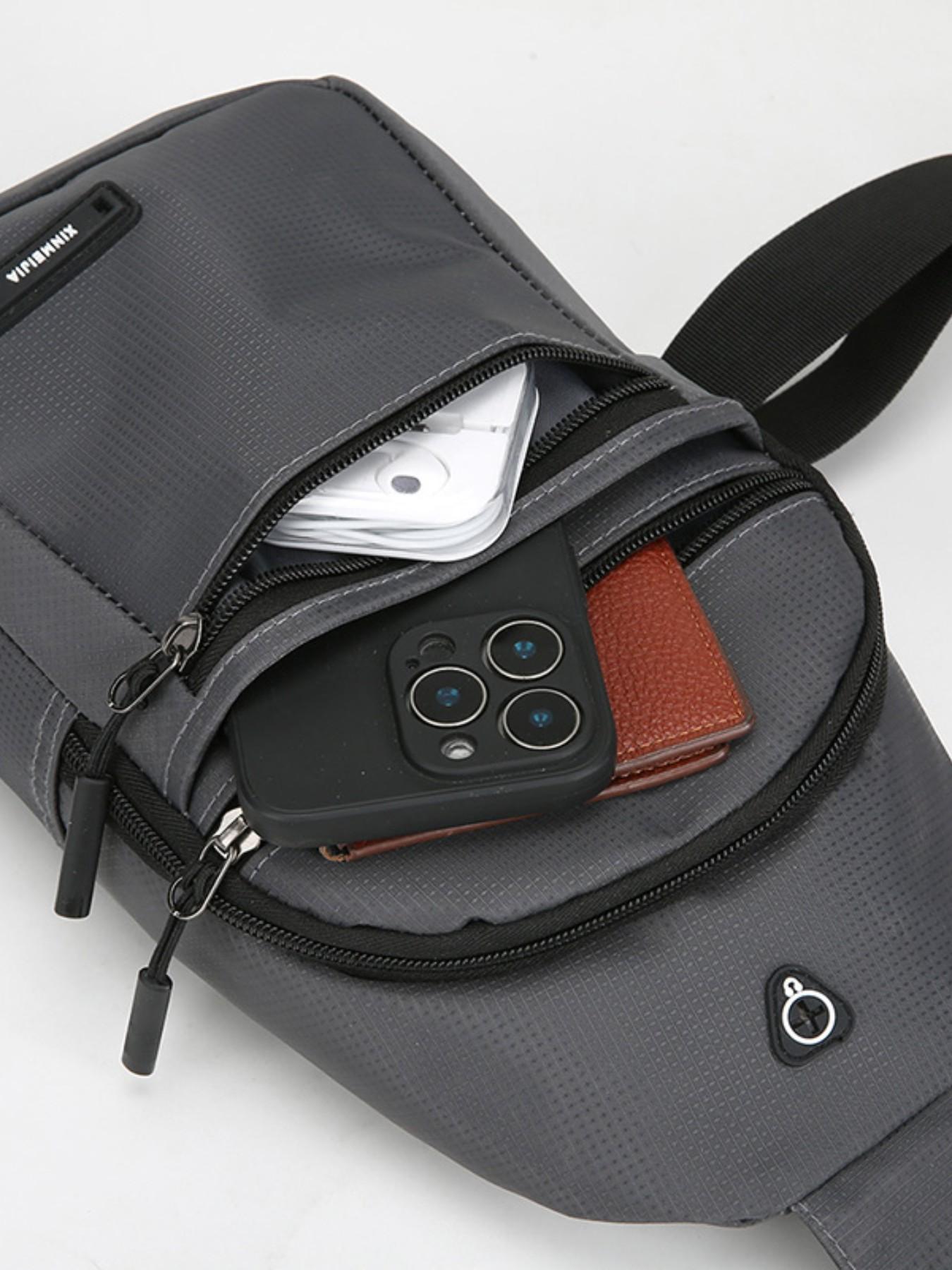 Men's Casual Nylon Chest Bag, Multi-Functional Zipper Pouch, Comfortable Outdoor Sports, Cycling, Commuting, Adjustable Strap Backpack