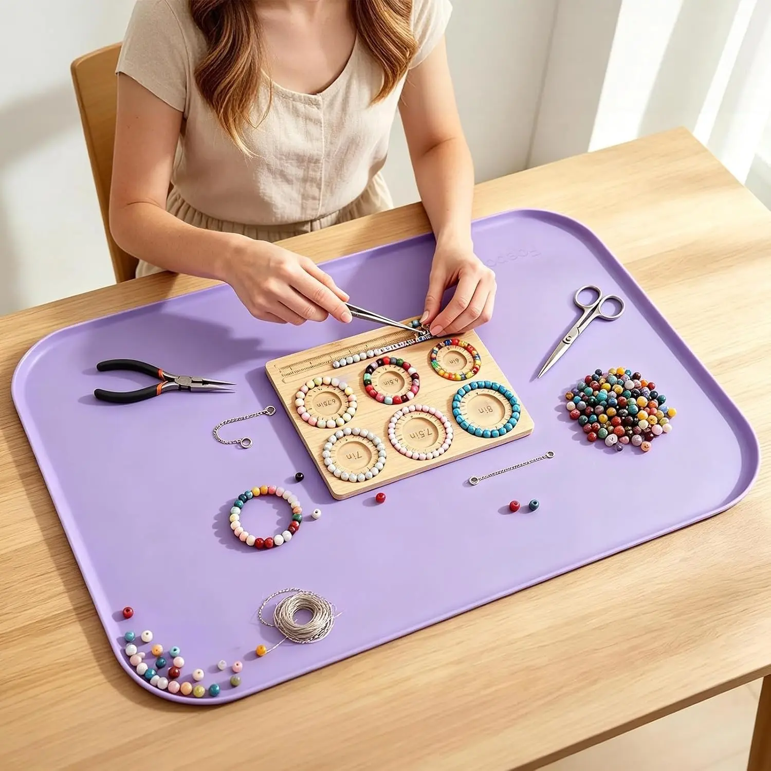Silicone Mat with Edge for Bead Board: 28" x 20" Craft Mat with Raised Side | Extra Large for Beading Jewelry Making Art Painting Resin Clay - for Crafters to Stay Desk / Table 99% Tidy