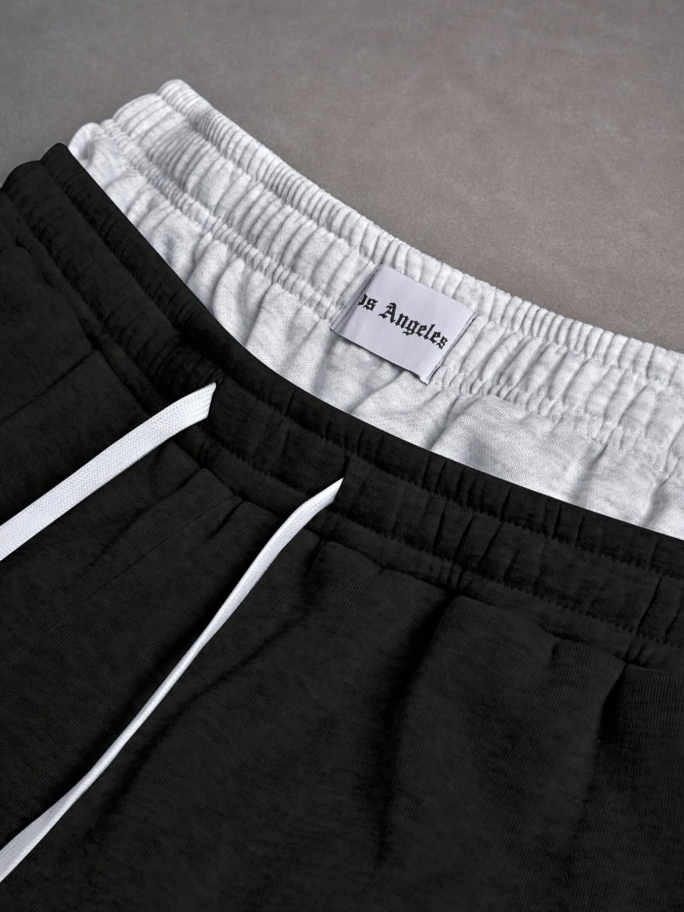 Men's Summer Casual Long Pants, Streetwear Trendy Fake Two-Piece Design, Comfortable and Stylish, Perfect for Daily Wear