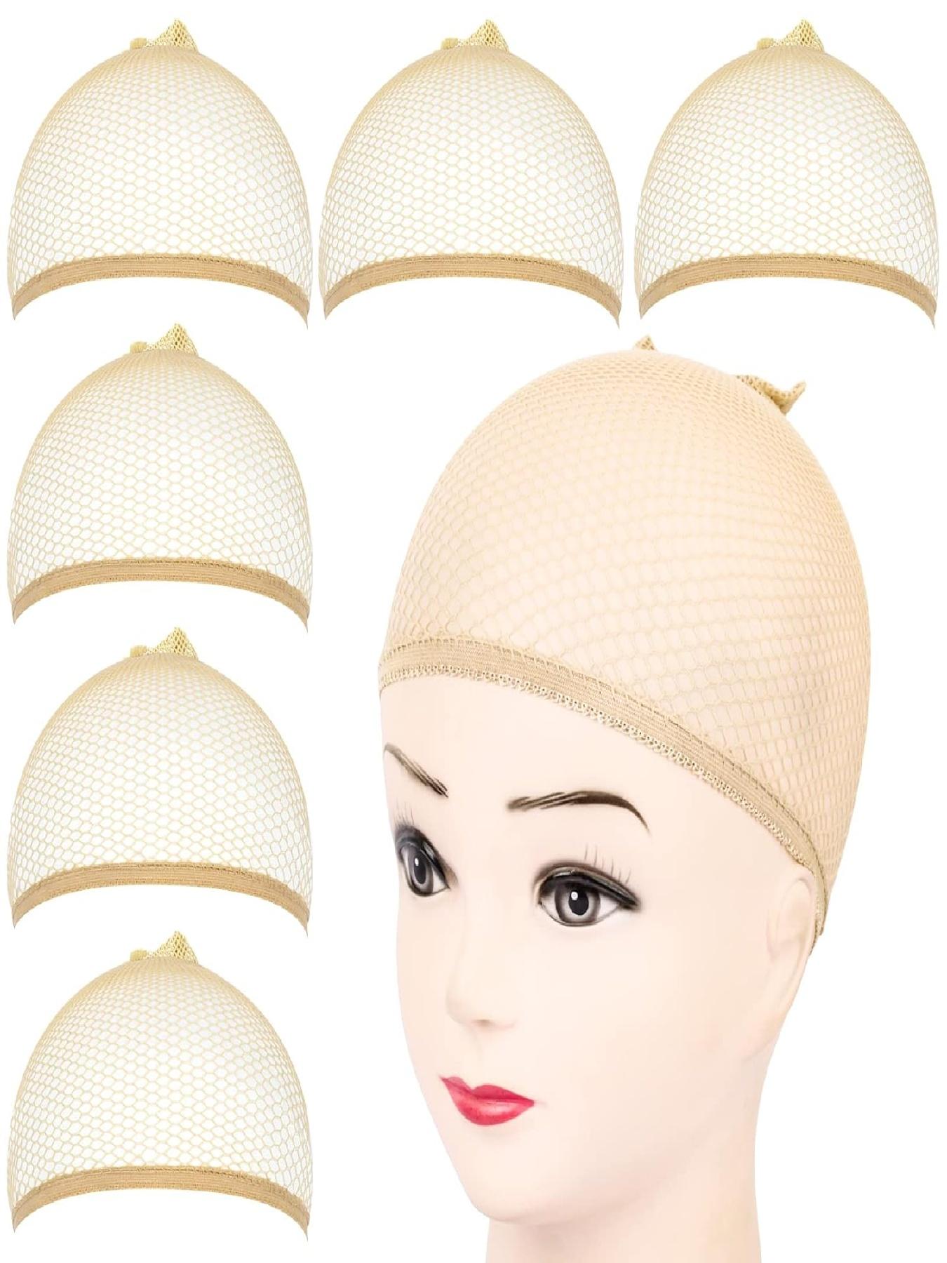 6pcs Wig Caps, Skin Tone Nylon Hair Net, Non-Slip Mesh Wig Cap for Women, Breathable and Stretchable, Perfect for Parties and Cosplay