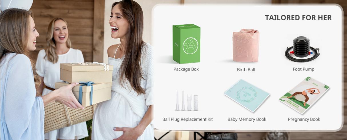 Trideer Pregnancy Ball Birthing Ball, 1.7mm Extra Thick Yoga Ball for Maternity, Labor Birth, Exercise, Physio, Recovery Guide & Baby Memory Book Included, 440LB Anti-Burst & Non-Slip Stability Ball