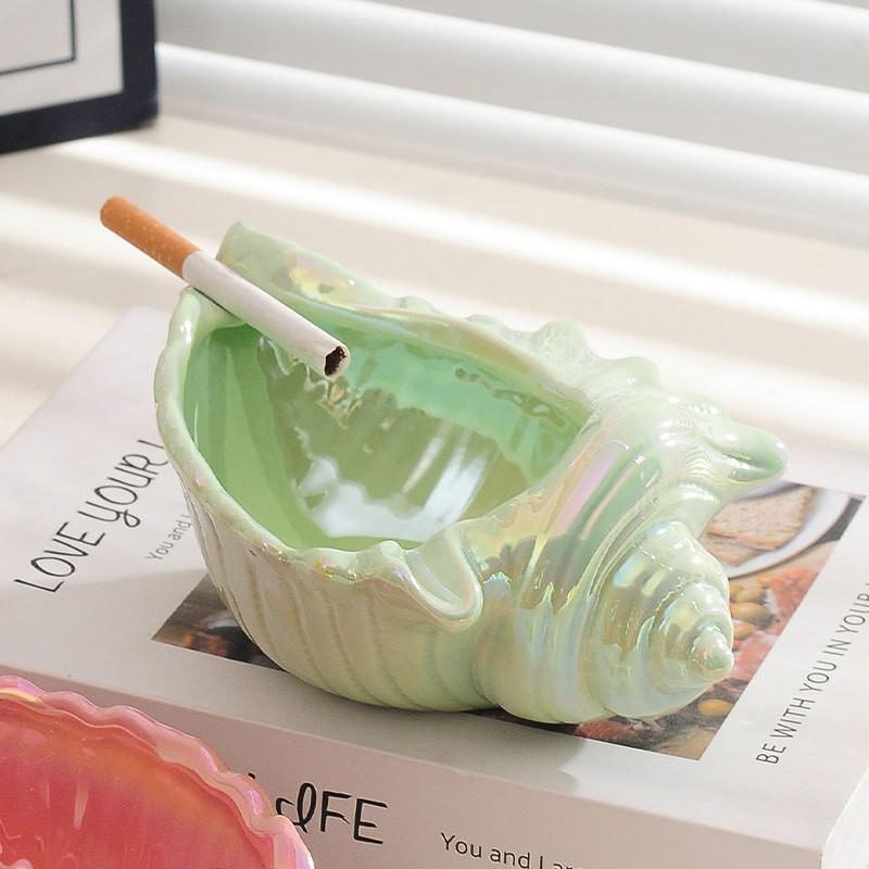 Ceramic Ashtray for Home Living Room, Creative Seashell Design, Transparent Office Ashtray, Decorative Ornament, Home Supplies