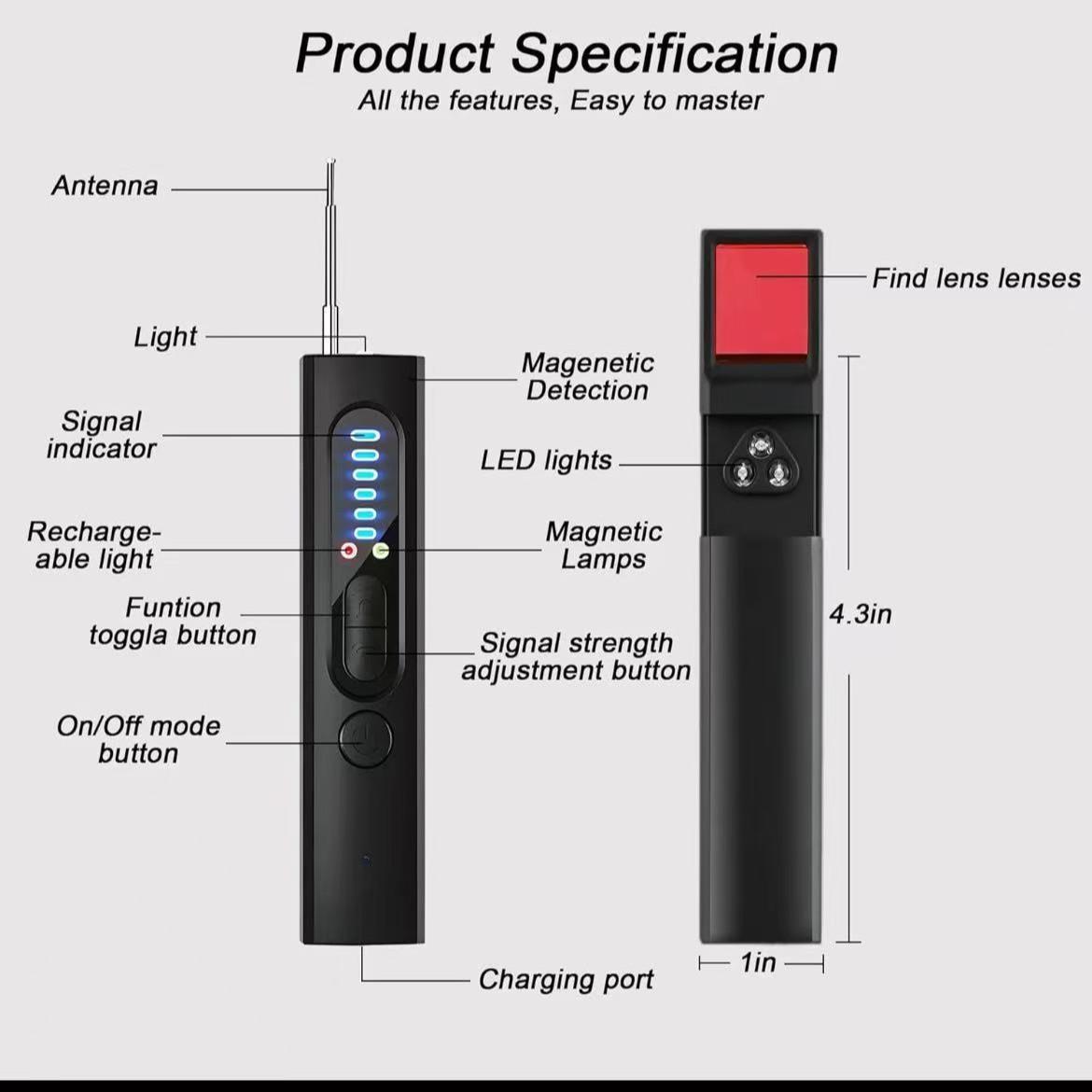Spring Special Hidden Camera Detector, GPS Tracker Scanner, RF Signal Scanning, Ideal for Office, Travel, Hotel, Car