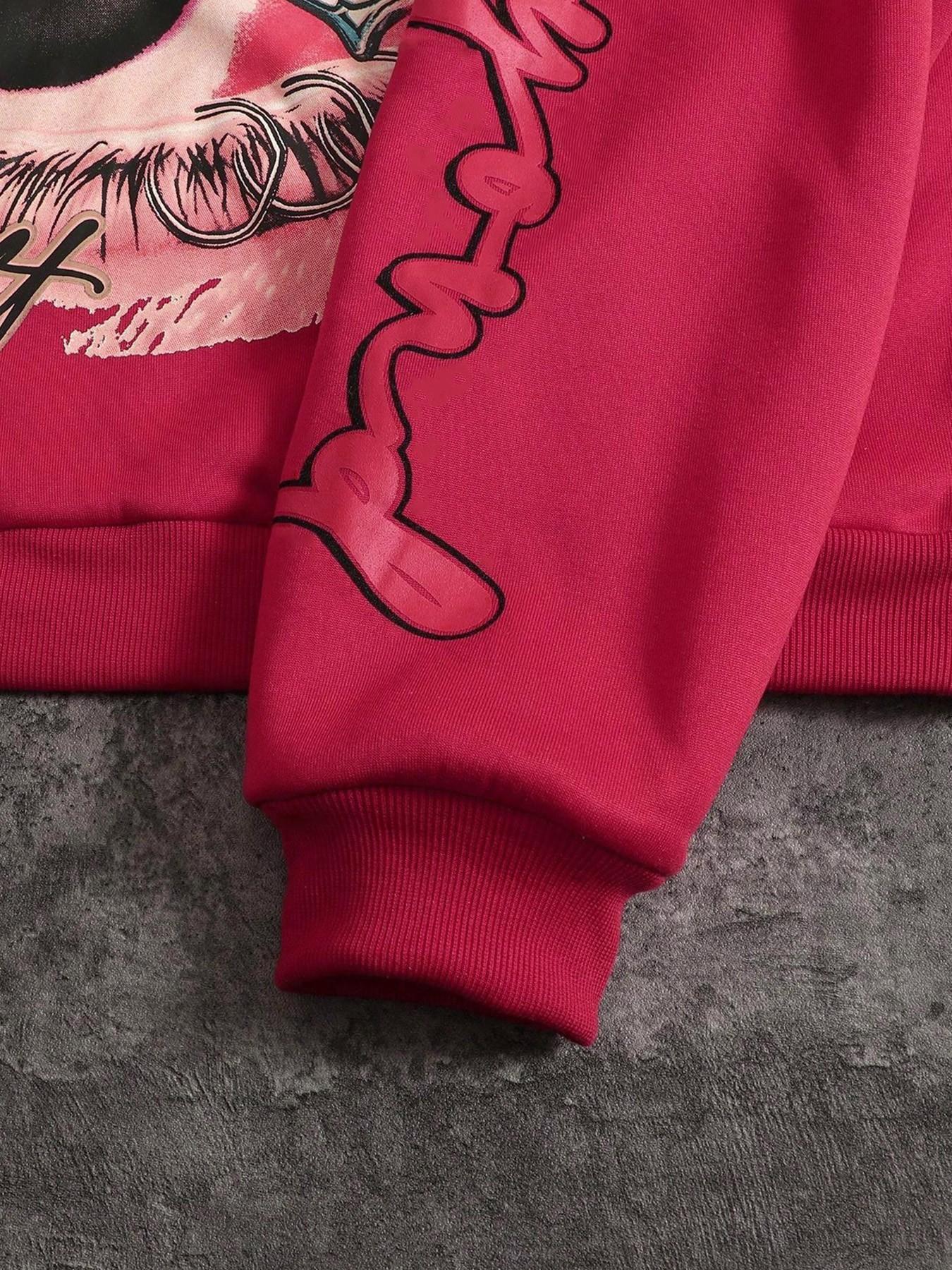 Men's Beyond Letter & Eye Cross Print Hoodie Set, Warm Fleece Lined, Elastic Waist Pants, Streetwear Y2K Style, Couples Fashion, Casual Matching