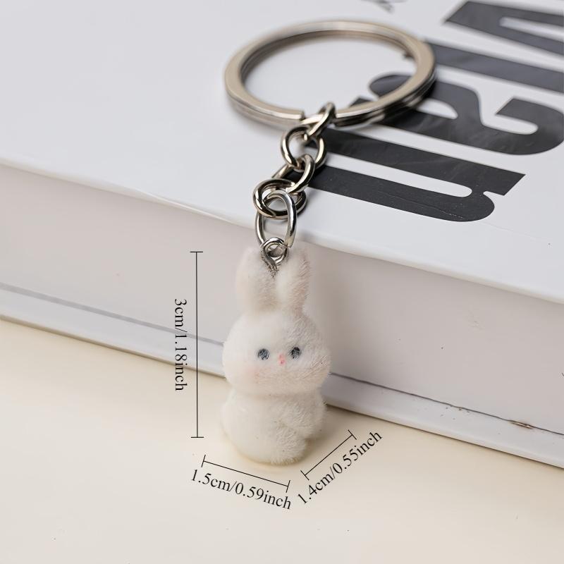 1/20pcs Cute Cartoon Three-Dimensional Rabbit Keychain Pendant Flocking Car Key Chain Pendant Bag Pendant Surprise Gift Keychain for bags Trendy Cute Keychain