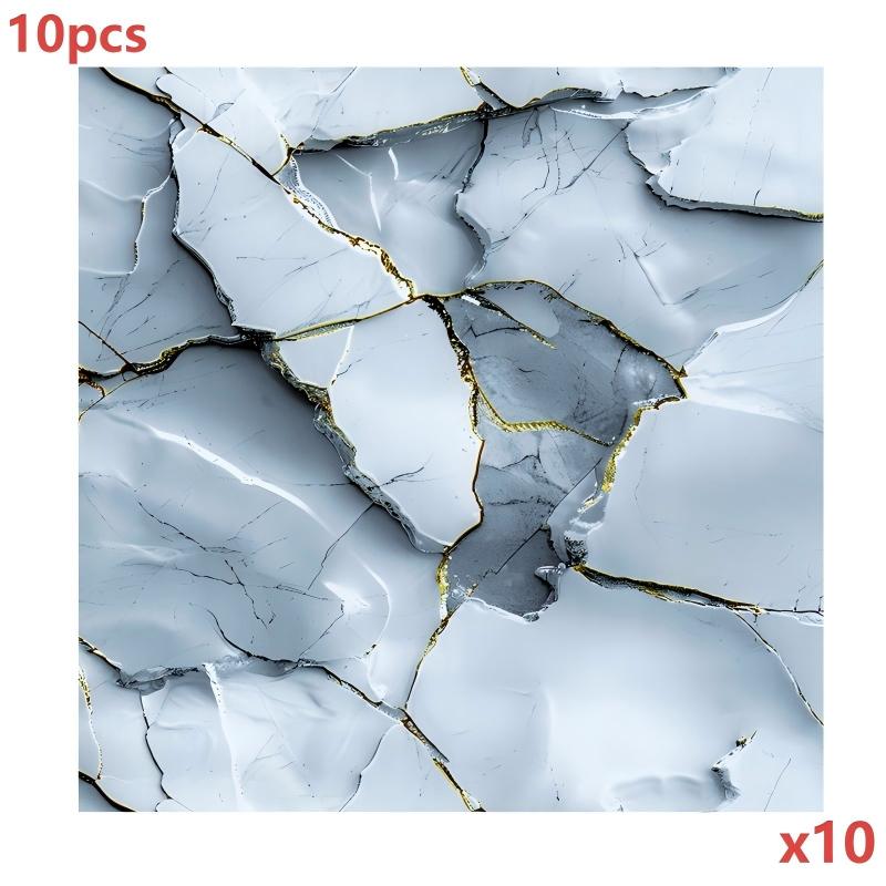 10/20Pcs 13.78" x 13.78" Marble Self-Adhesive Waterproof Shower Wall Panels, Elegant Marble Texture PVC Peel & Stick Tiles, Oil & Splash Proof for Bathroom, Kitchen & Living Room, Real Marble Look