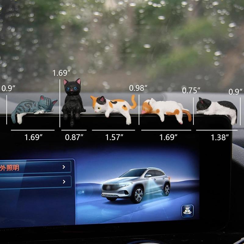 Cute Mini Cartoon Car Cat Ornaments Car Screen Edge Decoration Cat Micro Landscape Model Creative Car Accessories Gifts