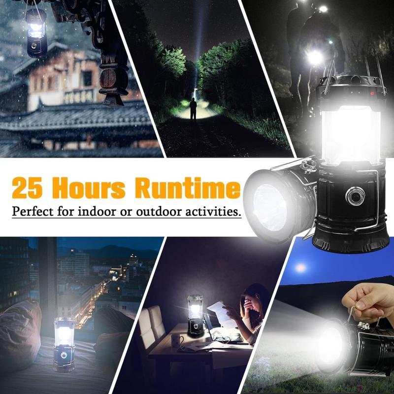 Lantern for Angler 4-Pack Collapsible Camping Lamp IP68 Waterproof Solar USB Rechargeable LED Flashlight Survival Kits for Indoor Outdoor Home Emergency Light Power Outages Hiking Hurricane flashlight survival kit hurricane power outage