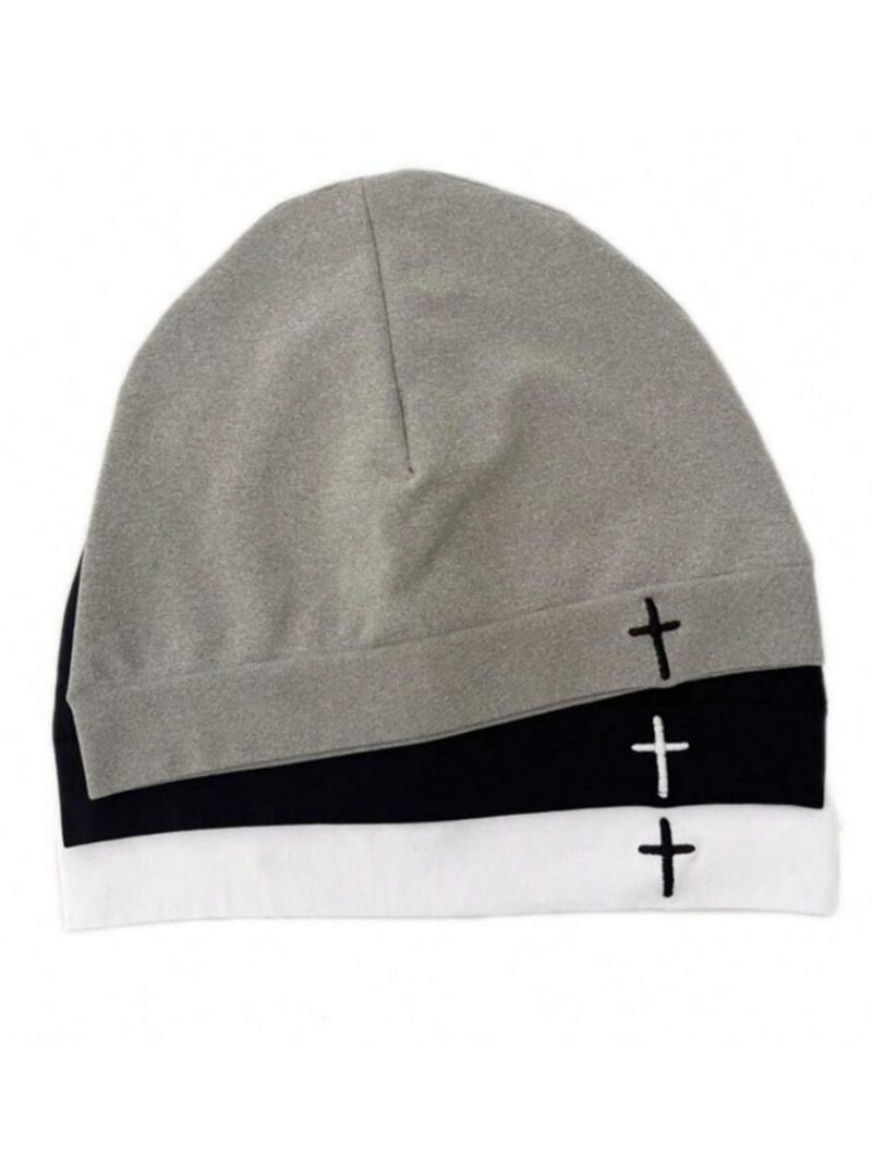 Y2K Embroidered Cross Baker Boy Hat, Unisex Sporty Outdoor Running Cap, Breathable Elastic Material, Fashion Casual Style