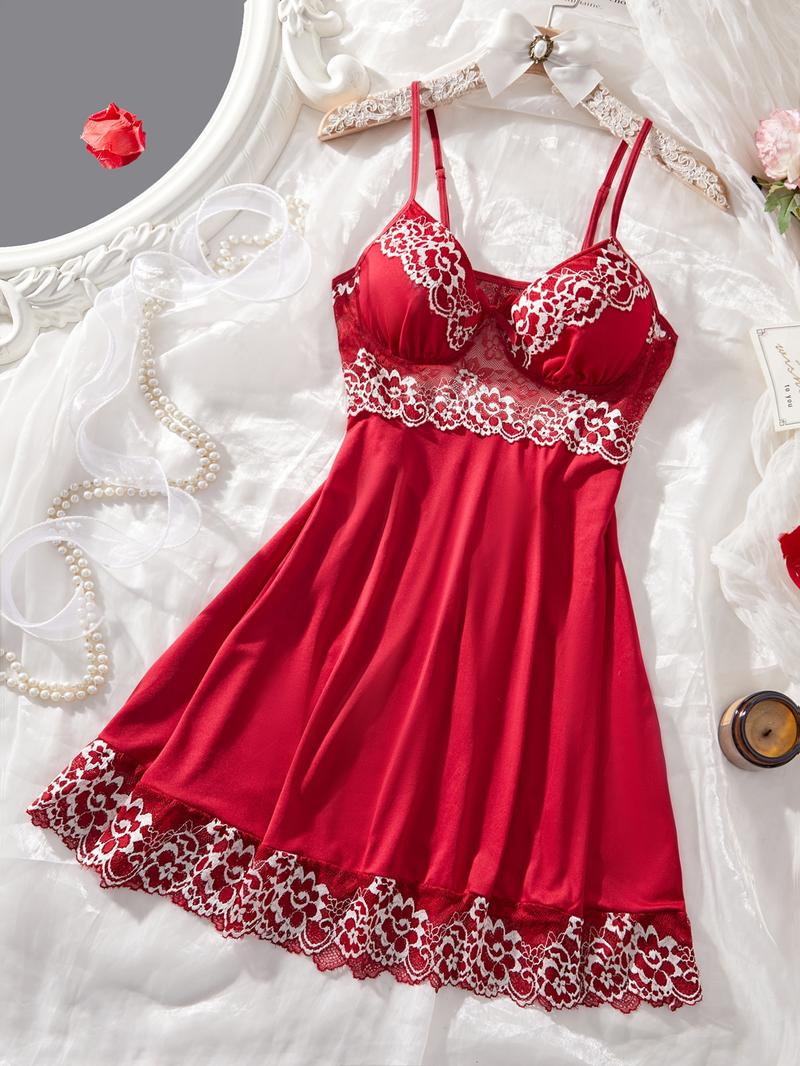 Women's Lace Cami, Sexy Adjustable Spaghetti Strap Nightgown, Ladies Sleepwear for Summer, Strap Chemise Nightgown