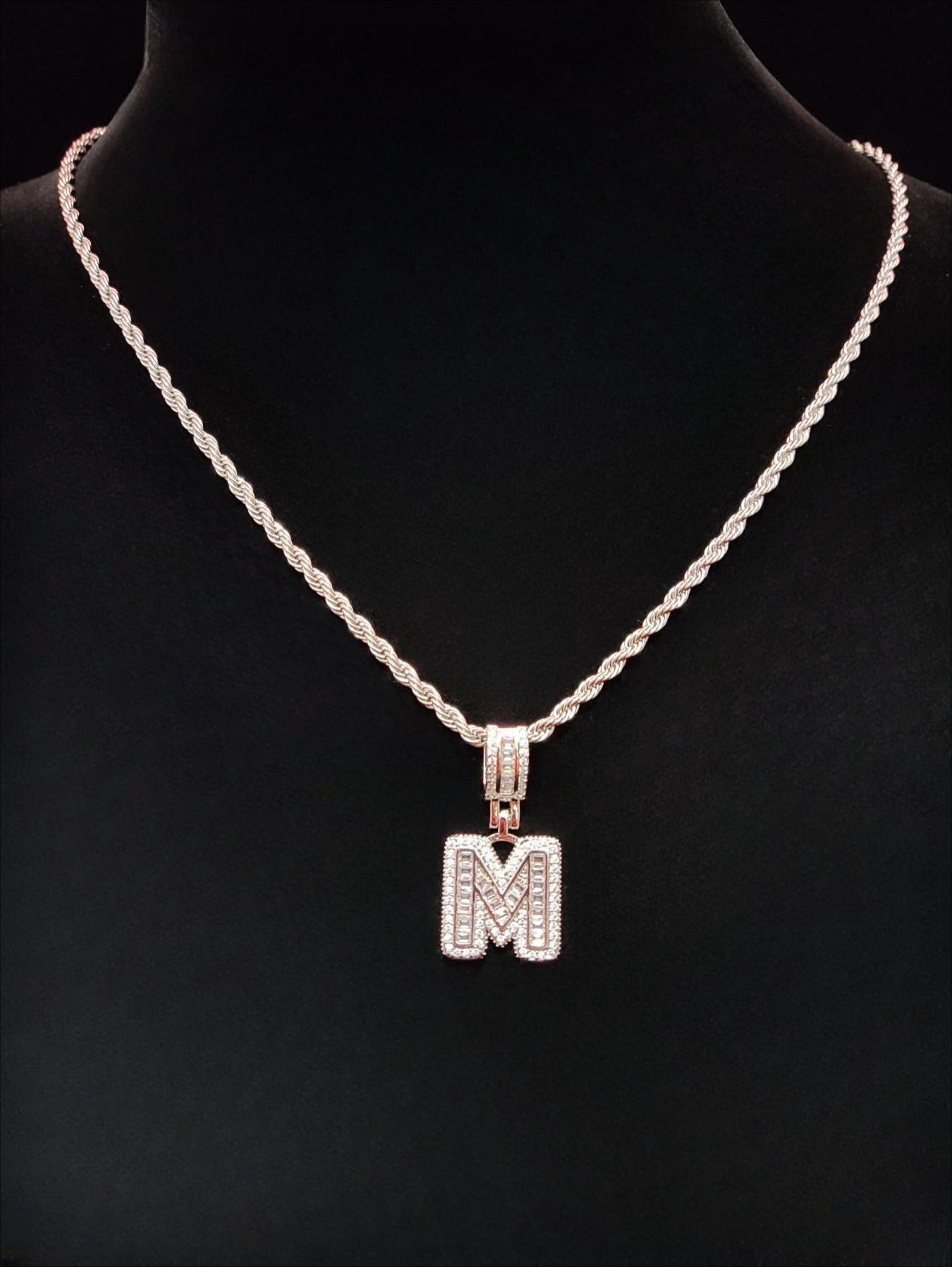 Women's Sparkling Cubic Zirconia Initial Necklace - Personalized Alphabet Letter Pendant, Silver Costume Jewelry, Fashion Birthday Gift, Letter Necklace