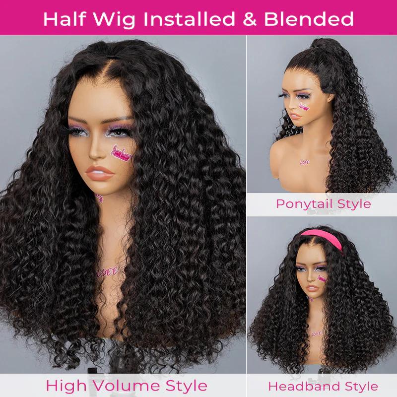 [WEAR GO HALF WIG] ISEE HAIR Invisible Hairline Wear Go Afro Curly Hair Half Wig Glueless Human Hair Wigs Seamless Flip Over Wig Beginner Friendly Vacation Hair #Category Spotlight