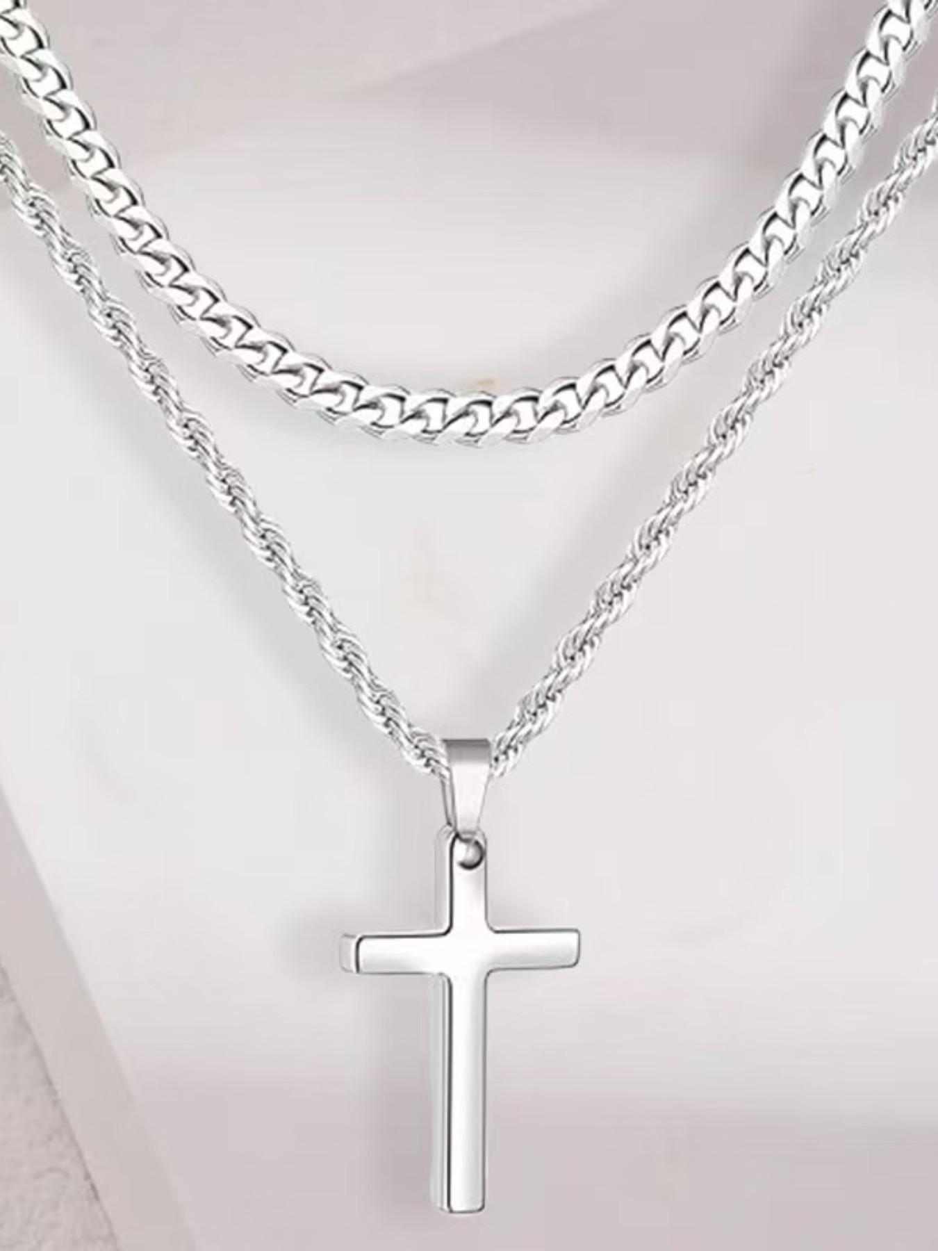 Cross Pendant Necklace for Men, Versatile and Cool, Long Sweater Chain, Unique Hip-Hop Style, Perfect for Everyday Wear