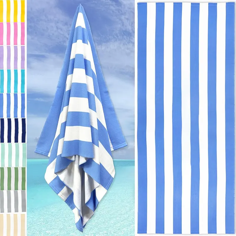 1pc Large Striped Beach Towel, Super Absorbent Microfiber Bath Towel, Quick Dry, Perfect for Beach, Pool, Yoga, Travel, Birthday Gift, Quick Drying Towel, Striped Pattern Towel, Quick Dry Towels For Travel