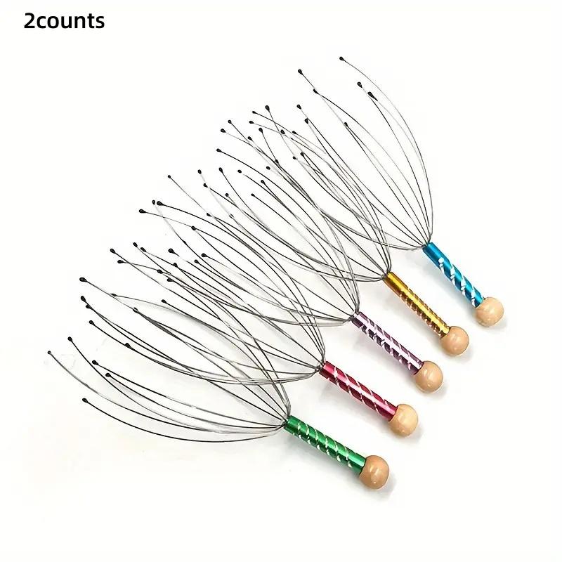 Stainless Steel Octopus Head Massager Set, Natural Pressure Relief Tool for Neck & Body, Scalp Relaxation Massage Device