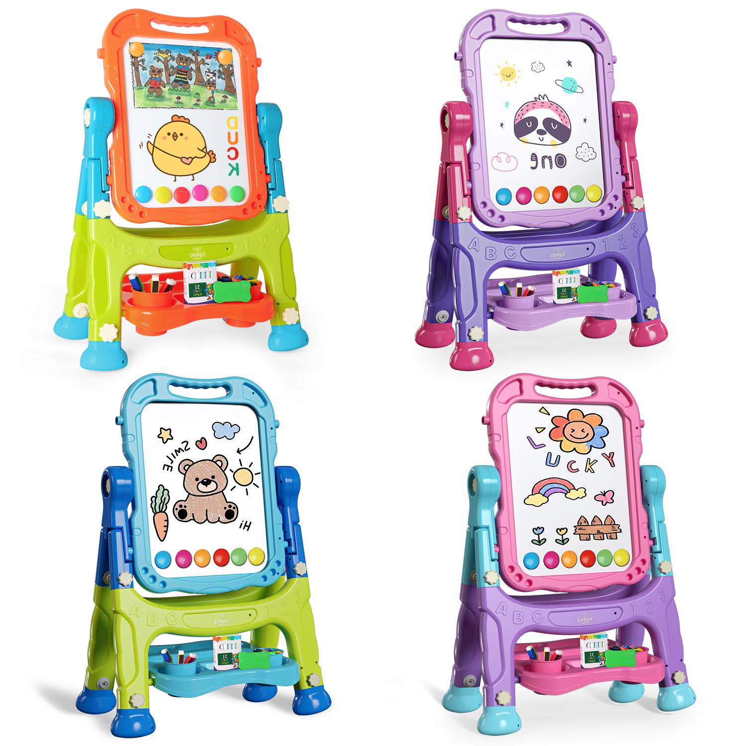 Lehoo Castle Easel for Kids, 4 in 1 Double Sided Kids Art Easel with Magnetic White Board & Chalk Board, Adjustable Standing Easel with Drawing & Writing Accessories - Gift for Boys and Girls Lehoo Castle Easel for Kids, 4 in 1 Double Sided Kids Art Easel with Magnetic White Board & Chalk Board, Adjustable Standing Easel with Drawing & Writing Accessories - Gift for Boys and Girls