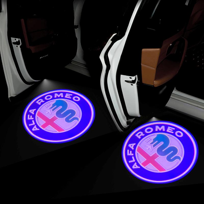 LED Car Door Logo Projector Ghost Shadow Welcome Lights Accessories Led Step Lights For Alfa Romeo 159 147 156 4C 8C 166 Giulia Giulietta Mito GT Stelvio Brera Spider
