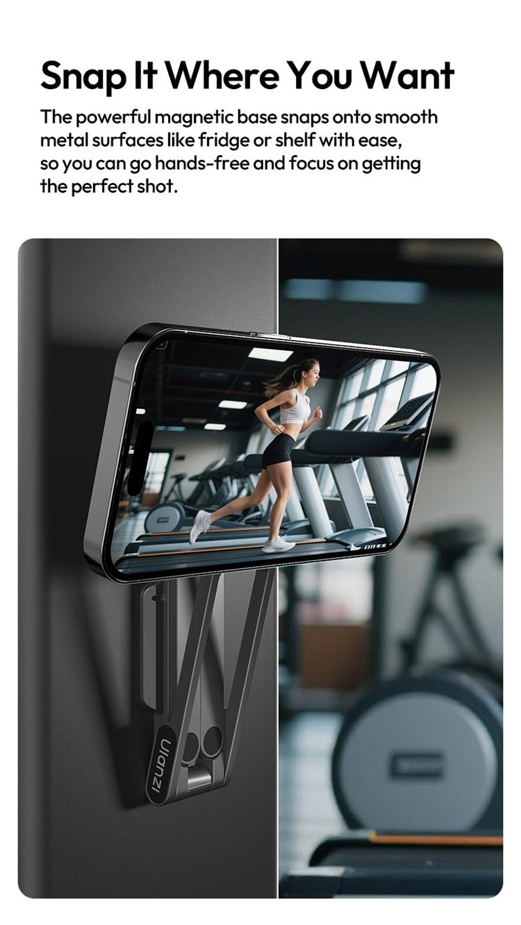 ULANZI Magnetic Phone Tripod for iPhone, MA38 Portable Phone Holder Mini Tripod for Magsafe with Double-Sided Strong Magnetic 1/4'' Arri Locating Hole Foldable Hook for iPhone 16 15 14 13 12