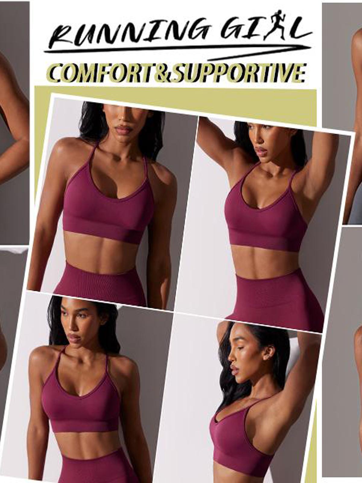 RUNNING GIRL Sports Bras for Women Sexy Crisscross Back Seamless Padded Sports Bra Medium Support with Removable Pads for Gym Workout Wear #SummerVibes Yoga Bra Yoga Clothes