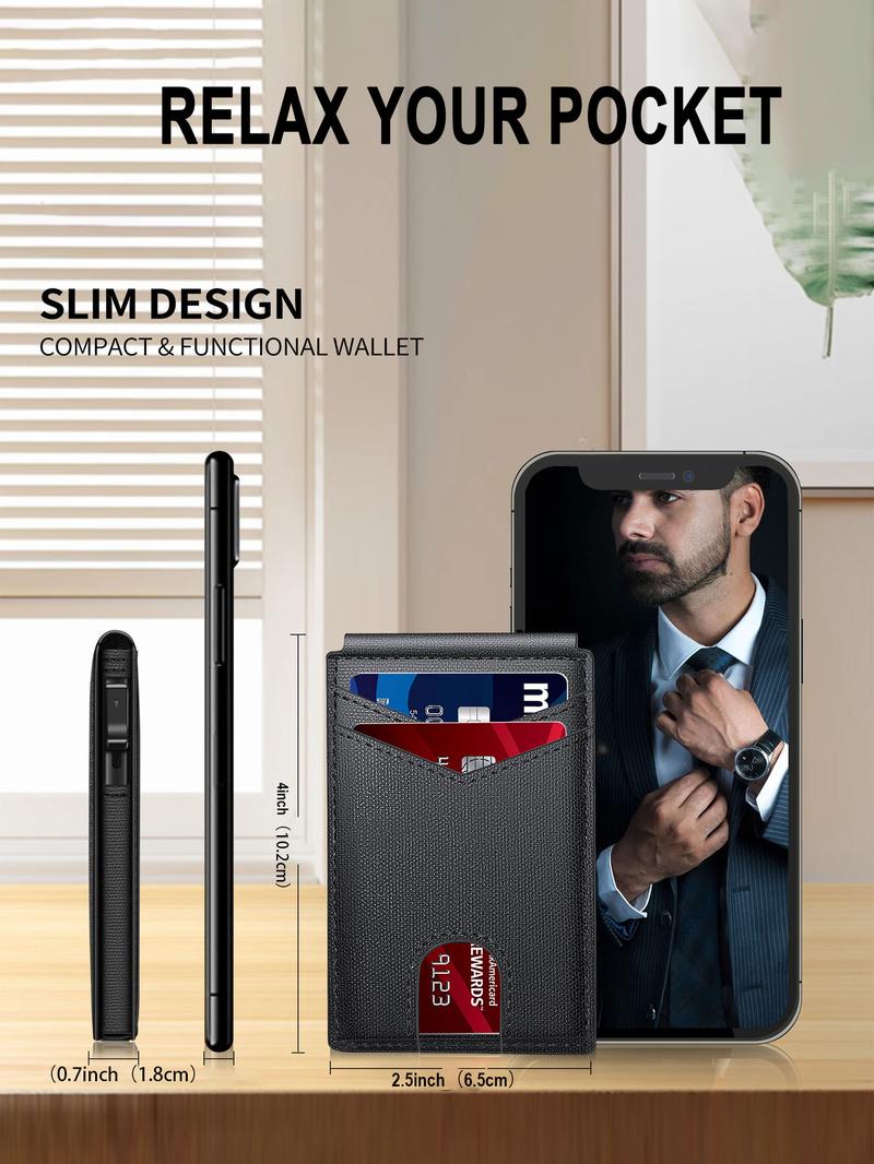 Stylish Black RFID Popup Card Wallet for Men - Slim Design, Secure Storage & Effortless One-Touch Eject（Does not support storing cash）