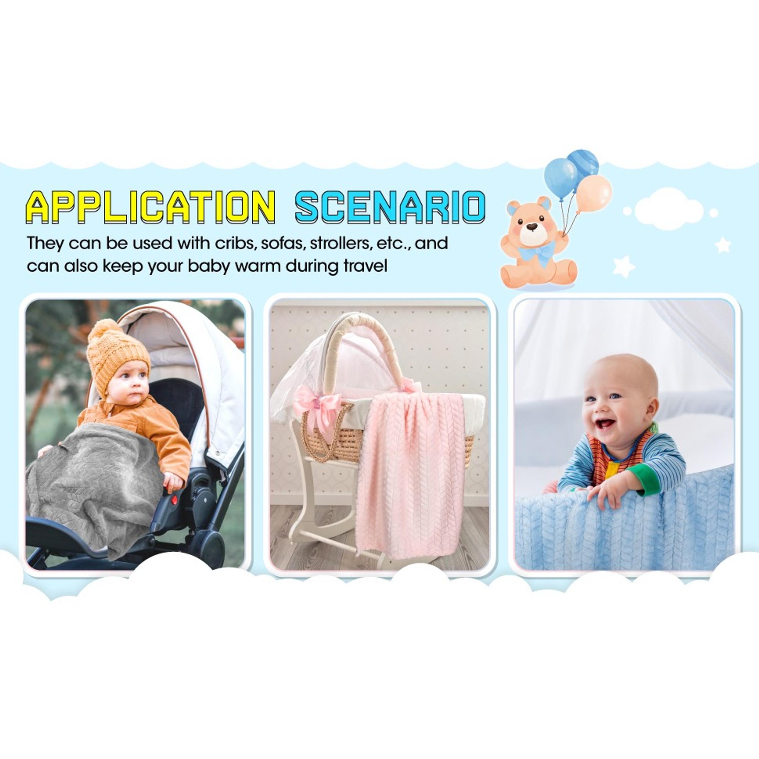 4 Pcs Baby Fuzzy Blanket Fluffy Baby Blanket for Boys Girls Soft Warm Infant Newborn Toddler Receiving Nursery Bed Supplies, 32 x 24 Inch(Pink Color)
