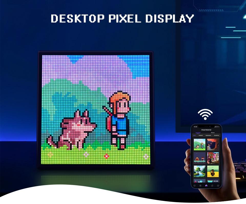 Programmable LED Pixel Matrix Display,DIY Art Animation Screen with App Control,5V for Home/Office Decor Gift Christmas/Birthday