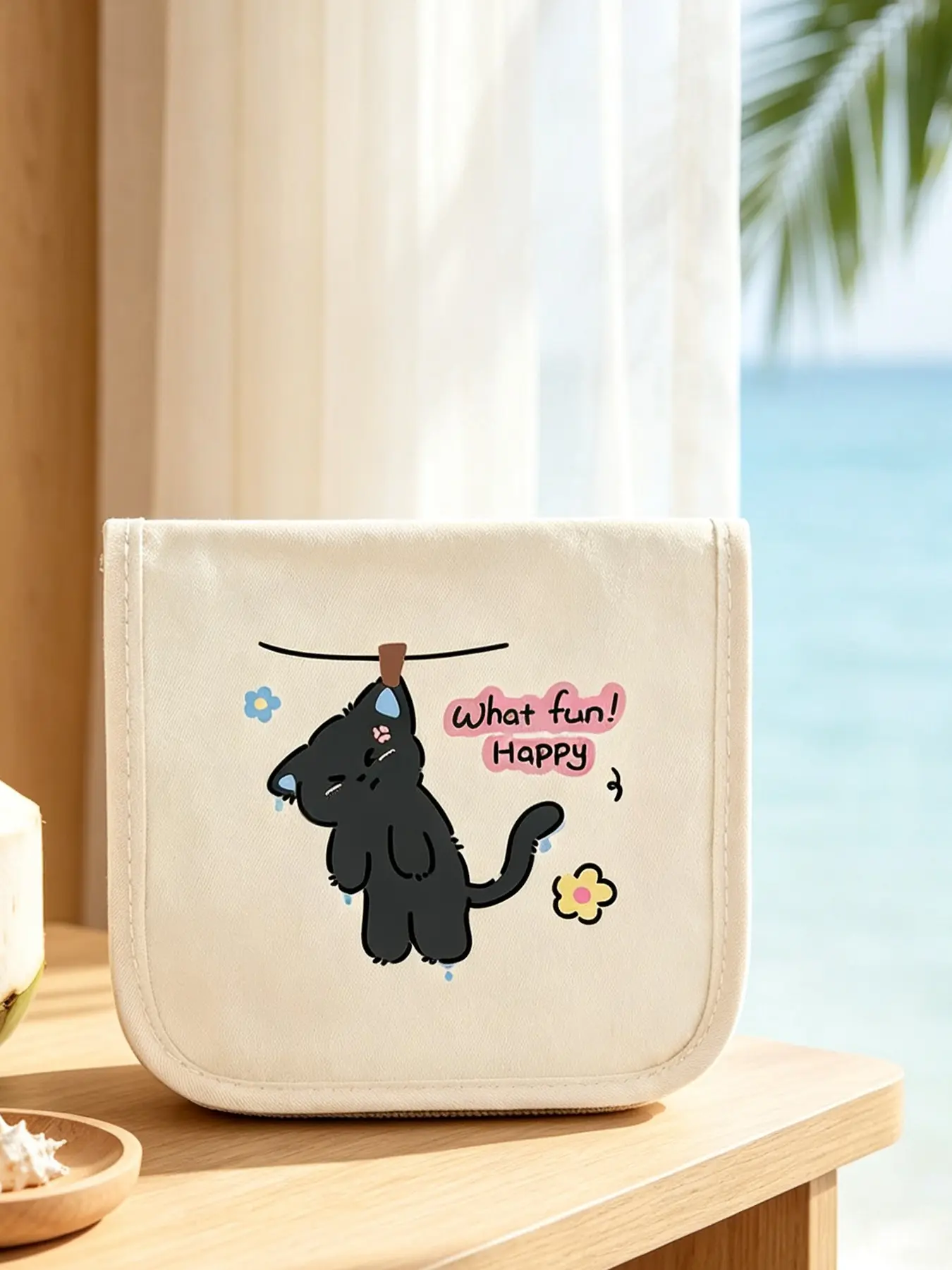 Cute Cat Print Storage Bag, Multi-Layer Mesh Medicine Organizer, Zipper Closure, Portable First Aid Kit for Travel and Daily Use