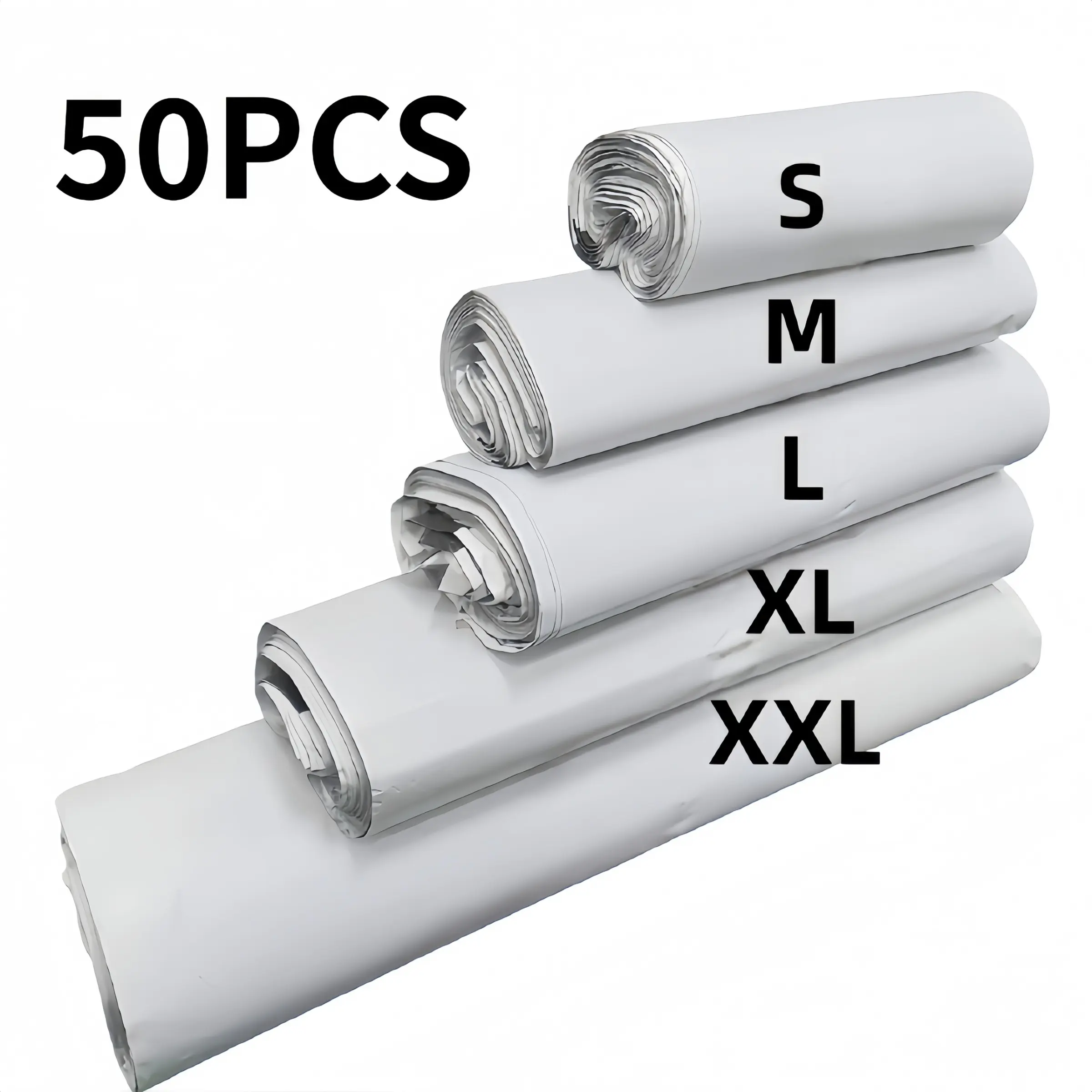 50 Delivery Bags, Strong and Durable, Self-Sealing, Sizes S to Xxl, Ideal for Clothing Packaging, Business Use, Shipping, Transport