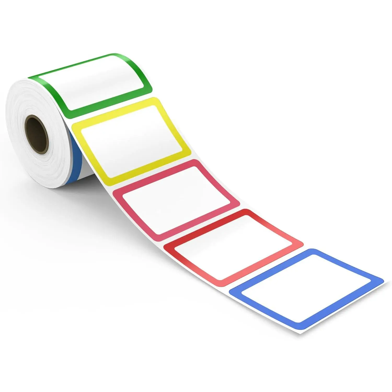 500pcs Name Tag Stickers, 3.5" x 2.25", 5 Colors, Plain Labels, Adhesive Tags with Perated Line  School Office Home