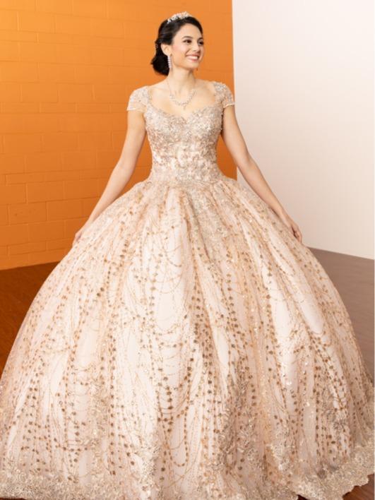 NO.4 Floral Patterned Glitter Quinceañera Dress Burgundy/Gold L.blue Blush Ball Gown Dress