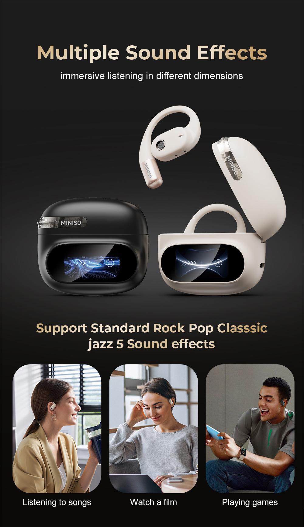 MINISO MS150 True Wireless Hanging Ear Bluetooth 5.4 headphone| HiFi Sound, Waterproof, Full Color Touch Screen, Noise Reduction, audio MINISO MS150 True Wireless Hanging Ear Bluetooth 5.4 headphone| HiFi Sound, Waterproof, Full Color Touch Screen, Noise Reduction, audio