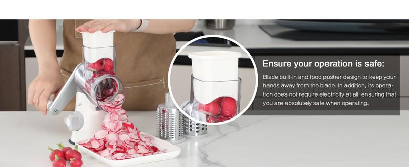 Ourokhome Rotary Cheese Grater Christmas Gift Vegetable Slicer Kitchen Gadget 3 Stainless Steel Drums Strong Suction Base Utensils Utensils