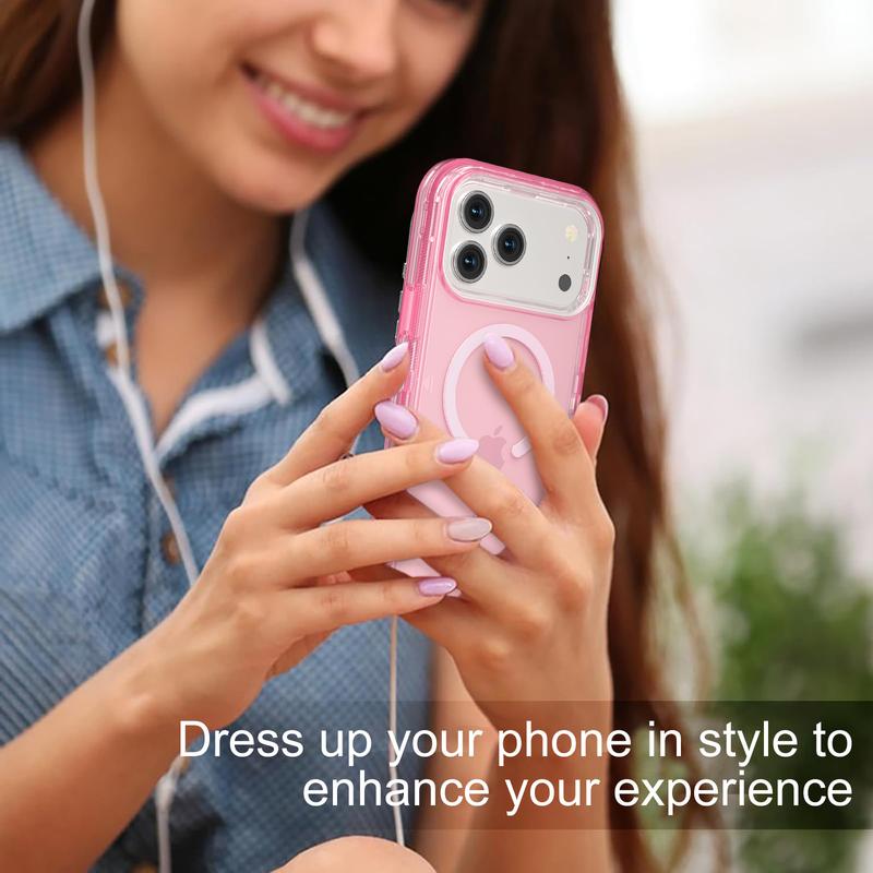 For iPhone 17 Pro Max 16 15 14 13 12 11 Case, Compatible with MagSafe, Heavy Duty Shockproof Protection Phone Cases, Anti-Drop, Dual Layer Transparent Magnetic Phone Case for iPhone, Military Grade Protection, 3 in 1 Design, Wireless Charger Friendly