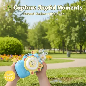 1pc Cute Animal Bubble Camera, Automatic Bubble Machine Toy with Lanyard, Outdoor Summer Bubble Maker, 4 Styles: Dinosaur/Cat/Cow/Dolphin, Bubble Solution Not Included, Perfect Birthday Party Gift, The Color of the Hanging Rope Is Random