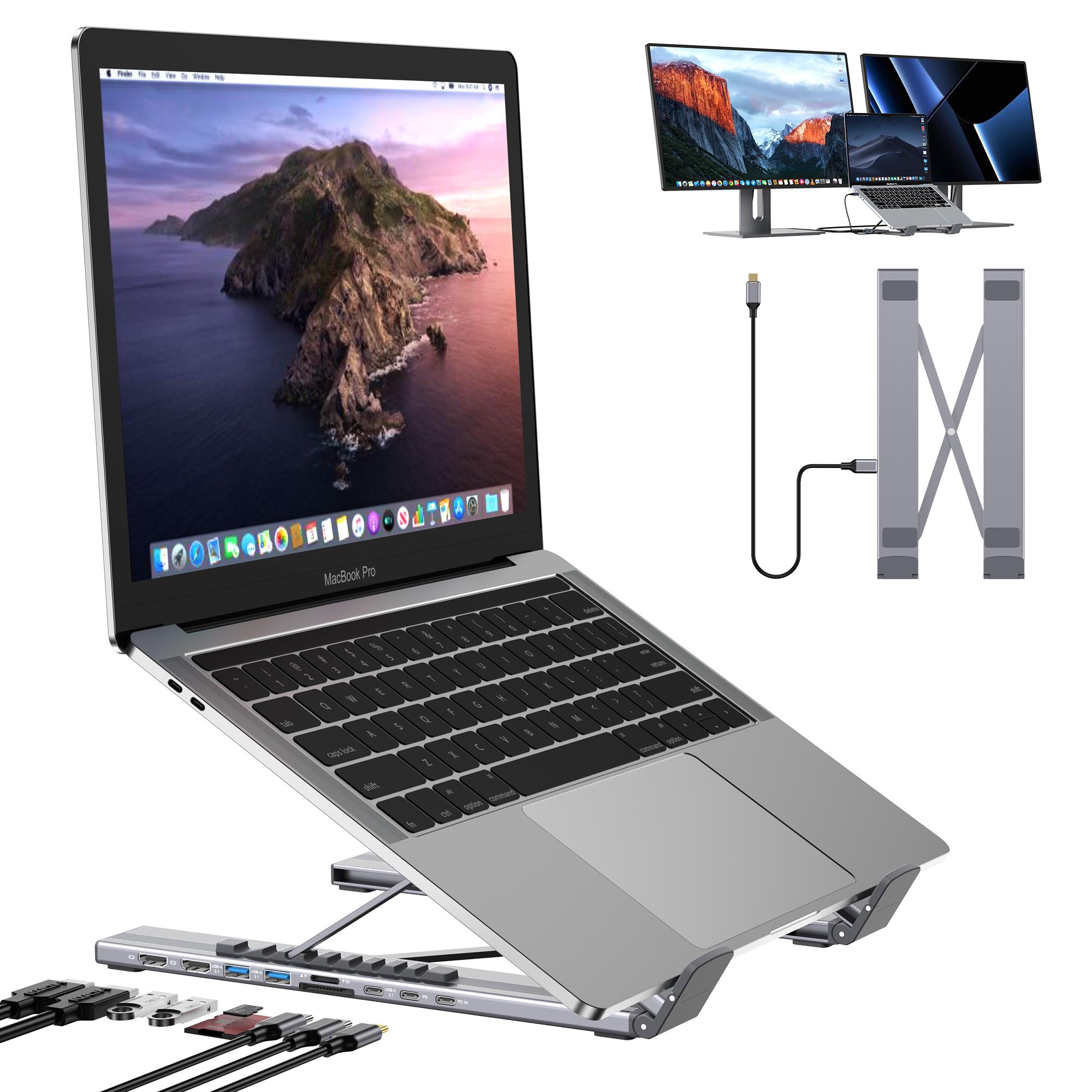 Nine-In-One Laptop Docking Station Stand, Tablet Holder, Multi-Function Computer Accessory, Durable & Space-Saving Design