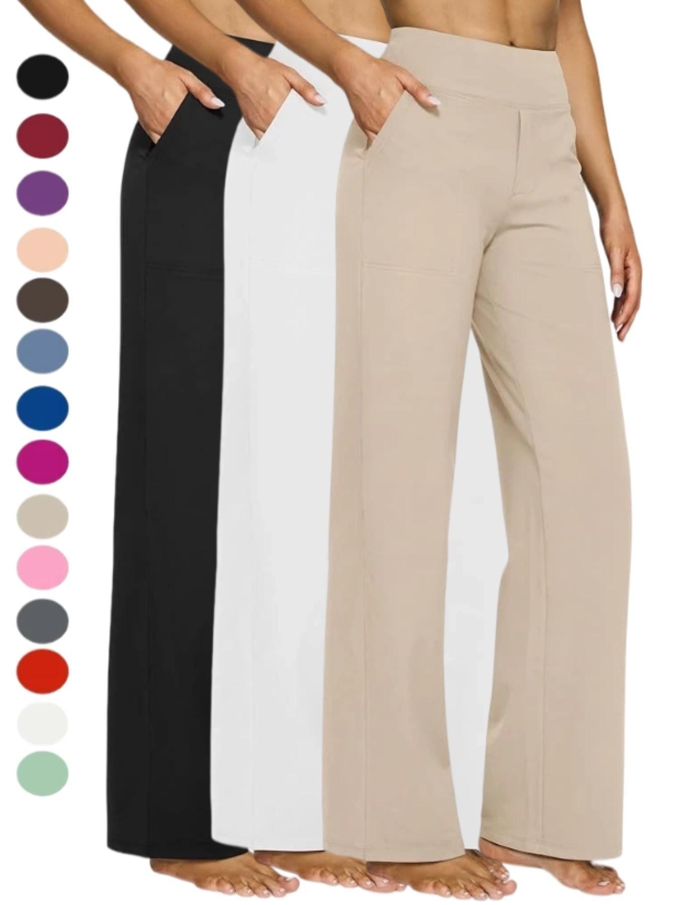 2026 Loose High-Waist Wide Leg Yoga Pants for Women, Knitted Athletic Sweatpants with Pockets, Comfortable Casual Sports Pants