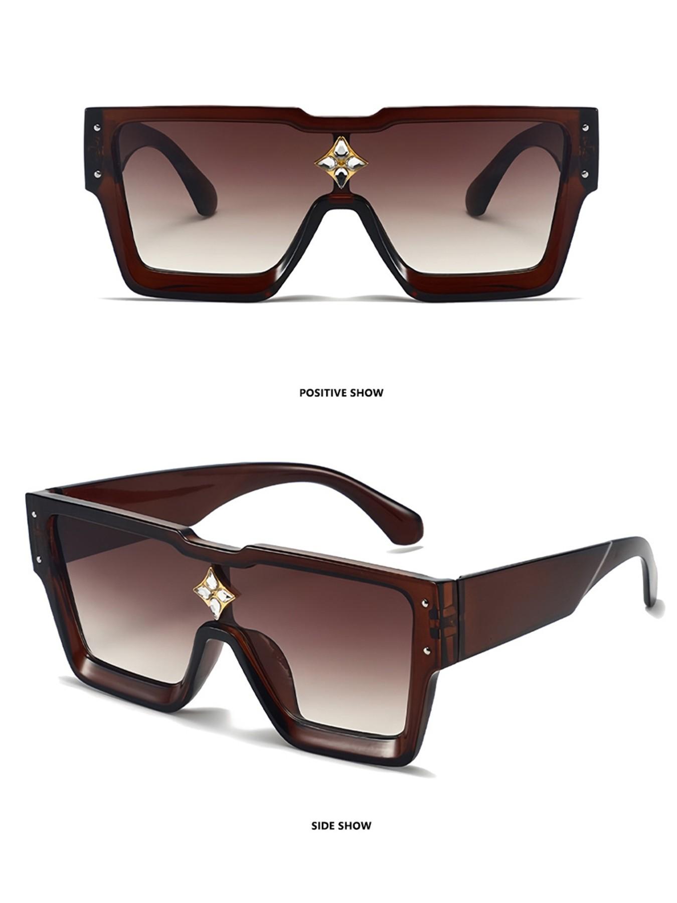 1 Piece Millionaire Square Large Frame Sunglasses, Fashionable And Personalized Diamond-Encrusted Sunglasses, Suitable For Holiday Gifts