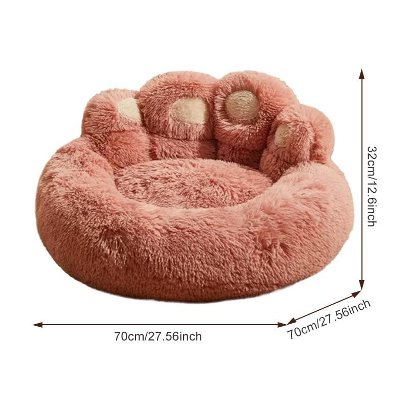Bear Paw Plush Pet Bed, Soft Padding and Stable Support, Home