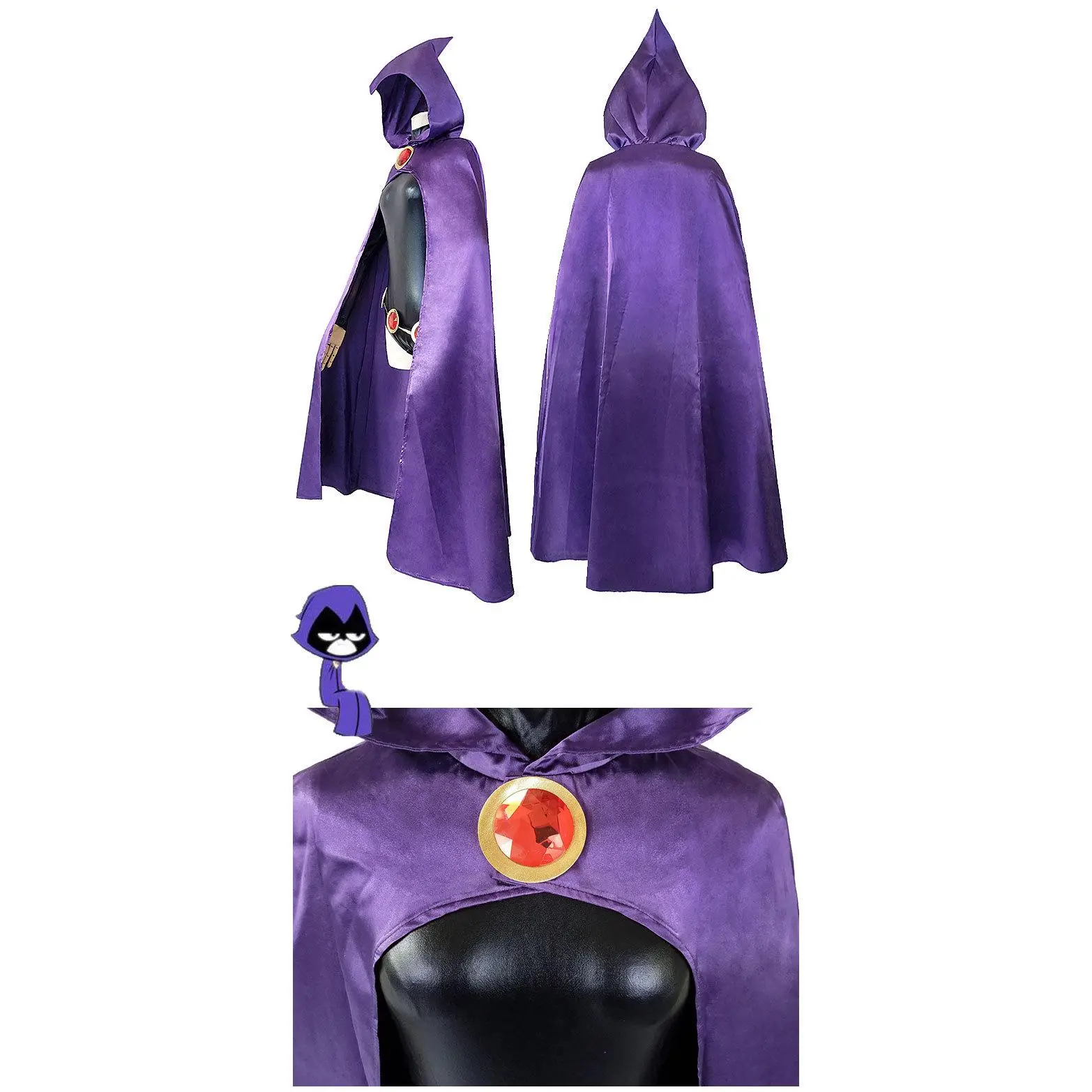 Teen Titans Raven Cosplay Costume Super hero Cloak Jumpsuits Zentai Halloween Fancy Ball Adult kids Suit