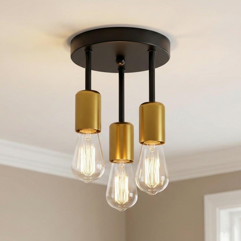 Modern Minimalist Gold Three-Arm Cylinder Pendant Light, European Home Fit E27 Interface Max60w Bar Hallway Lighting