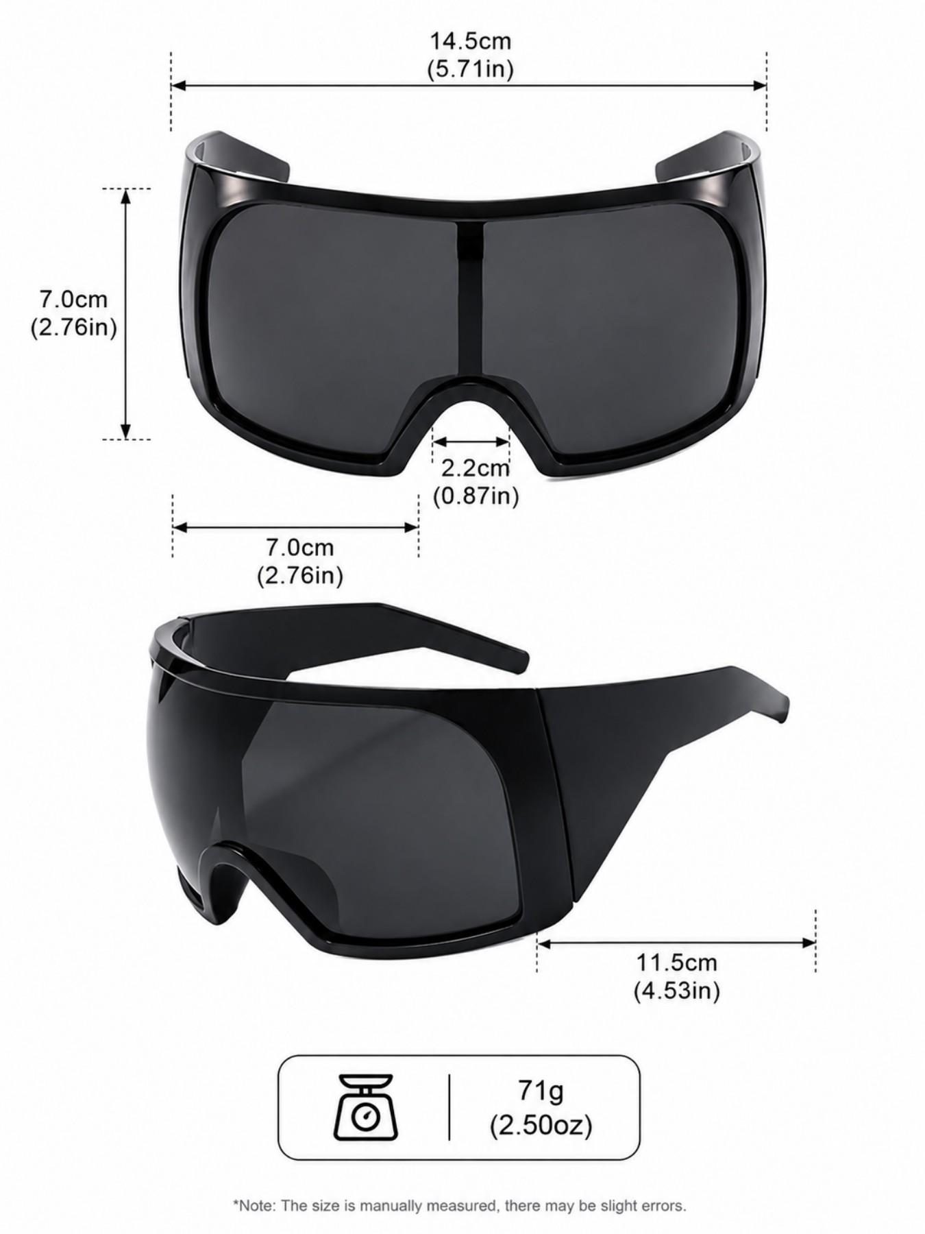 Oversized Futuristic Cyberpunk Aesthetic Style Glasses, Women's Stylish Wraparound Frame, Cool European & American College Vibe, Essential for Back to School, Wraparound Sunglasses, Oversized Trendy Sunglasses